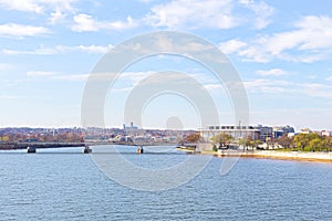 Panoramic view over Potomac river in Washington DC.