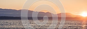 Panoramic View Over Puget Sound of Olympic Mountains from Shilshole Bay