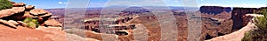 Panoramic view over red canyons at Grand View Point, Canyonlands National Park, Utah, USA