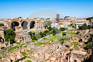 Panoramic view over the Roman Forum, Rome, Italy