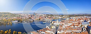 Panoramic view over the rooftops of the old town of Prague, Czech Republic