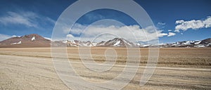 Panoramic view over the Salvador Dali Desert in Eduardo Avaroa Andean Fauna National Reserve, Bolivia