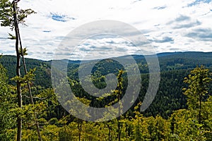 panoramic view over the thuringian forest near Frankenhain