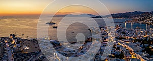 Panoramic view over the town of Mykonos island, Greece