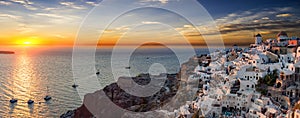 Panoramic view over the village of Oia on Santorini Island