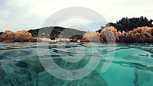 Panoramic view over the water, Sardinia, Italy