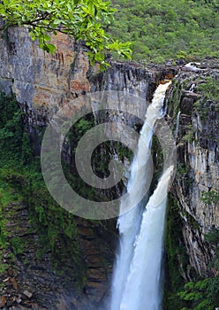 Panoramic view over the waterfall in Chapada dos Veadeiros