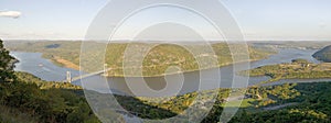 Panoramic view overlook in autumn of Bear Mountain Bridge and Hudson Valley and River at Bear Mountain State Park, New York photo