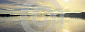 Panoramic view of the Pacific shore taken from the town of Ladysmith, BC