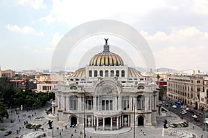 Panoramic view of the palace of fine arts in mexico city