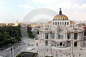 Panoramic view of the palace of fine arts in mexico city
