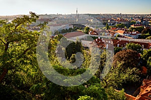 Panoramic view from palace garden to Prague