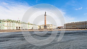 panoramic view Palace Square in St Petersburg city