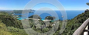 Panoramic view of Palaiokastritsa. Corfu island, Ionian Sea, Greece.