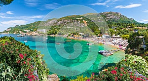 Panoramic view, Paleokastritsa bay, Corfu island, Greece photo