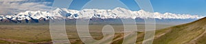 Panoramic view of Pamir mountain and Pik Lenin