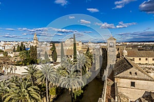 Panoramic view of a part of the city of Cordoba seen from a tower of the Alcazar de los Reyes Cristianos