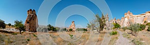 Panoramic view of Pasabagi in Cappadocia. Fairy Chimneys or peri bacalari.