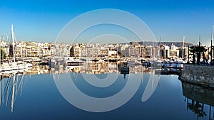 Panoramic view of Pasalimani,and marina zeas at Piraerus port in Greece