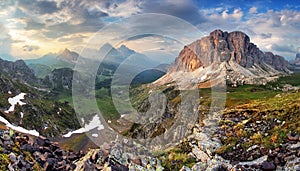 Panoramic view from Passo di Giau with Monte Formin