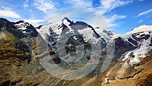 Panoramic view at Pasterze Glacier Grossglockner