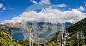 Panoramic view of patagonic lake photo