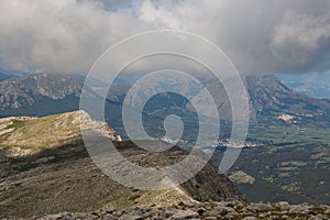 Panoramic view from the peak of Monte Sirente in Abruzzo during summer day of september photo