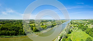 The panoramic view of the Pegasus Bridge and the Ranville Bridge in Europe, France, Normandy, towards Caen, Ranville, in summer, photo
