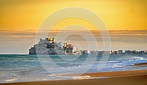 Panoramic view Peniscola with beach, Castellon - Spain