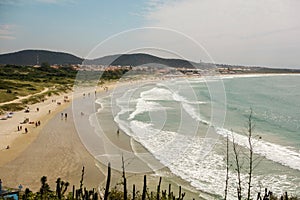 panoramic view of Pero beach in Arraial do Cabo, Brazil, at cloudy day