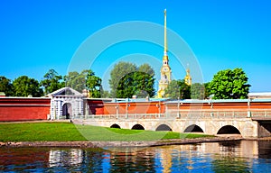 A panoramic view of the Peter and Paul fortress and the Neva riv