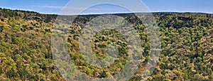 Panoramic view of Petit Jean State Park in Arkansas looking East up the valley toward the Mather Lodge photo