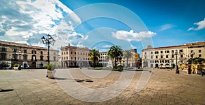 Panoramic view of Piazza d`Italia in Sassari on a sunny day