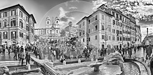 Panoramic view of Piazza di Spagna in Rome, Italy