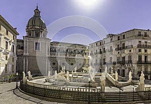 Panoramic view of Piazza Pretoria or Piazza della Vergogna, Palermo, Sicily