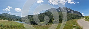 Panoramic view at the Picos de Europa, or Peaks of Europe, a mountain range extending for about 20 km photo