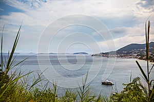 Panoramic view on picturesque port and village of Lacco Ameno, Ischia island photo