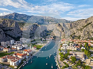 Panoramic view of the picturesque town of Omish in Croatia