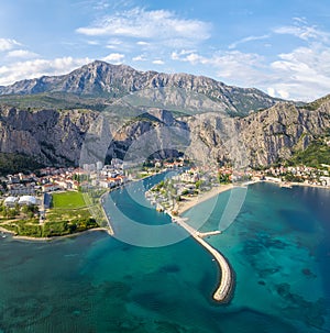 Panoramic view of the picturesque town of Omish in Croatia