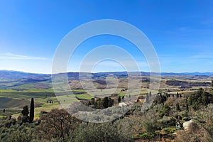 Panoramic view from Pienza of the Val d'Orcia