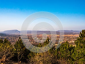 Panoramic view of Pilis mountains in Hungary