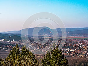 Panoramic view of Pilis mountains in Hungary