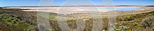 Panoramic view on a pink lake around South Australia, Australia