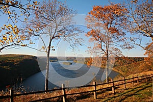 The panoramic view from Pinnacle Overlook in Kelly`s Run Nature Preserve in late fall