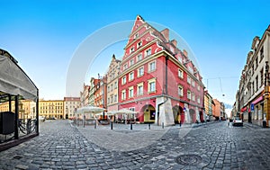 Panoramic view of Plac Solny in Wroclaw, Poland