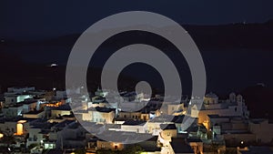 Panoramic view of Plaka village with traditional Greek church. Milos island, Greece