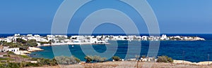 Panoramic view of Pollonia village, Milos island, Cyclades, Greece.