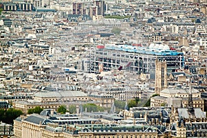 Panoramic view on Pompidou Museum from Montparnasse Tower, Paris