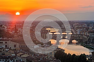 Panoramic view of Ponte vecchio - Florence