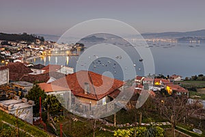 Panoramic View of Pontevedra Estuary from Fishing Town of Raxo Rias Bajas Galicia